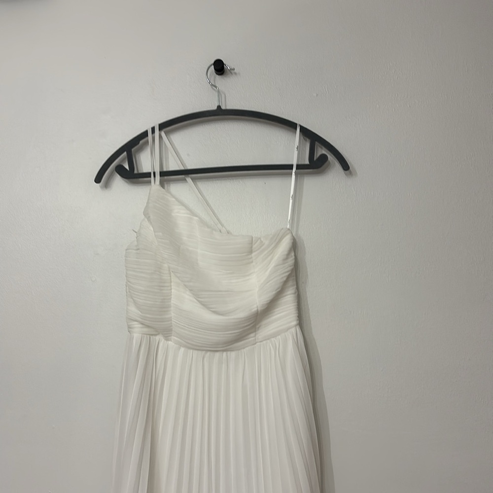 NWOT Lulus Wondrous Muse White Pleated One-Shoulder Plisse Midi Dress - Picture 7 of 10